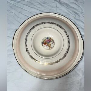 Vintage Floral Cream and Gold Serving Dish